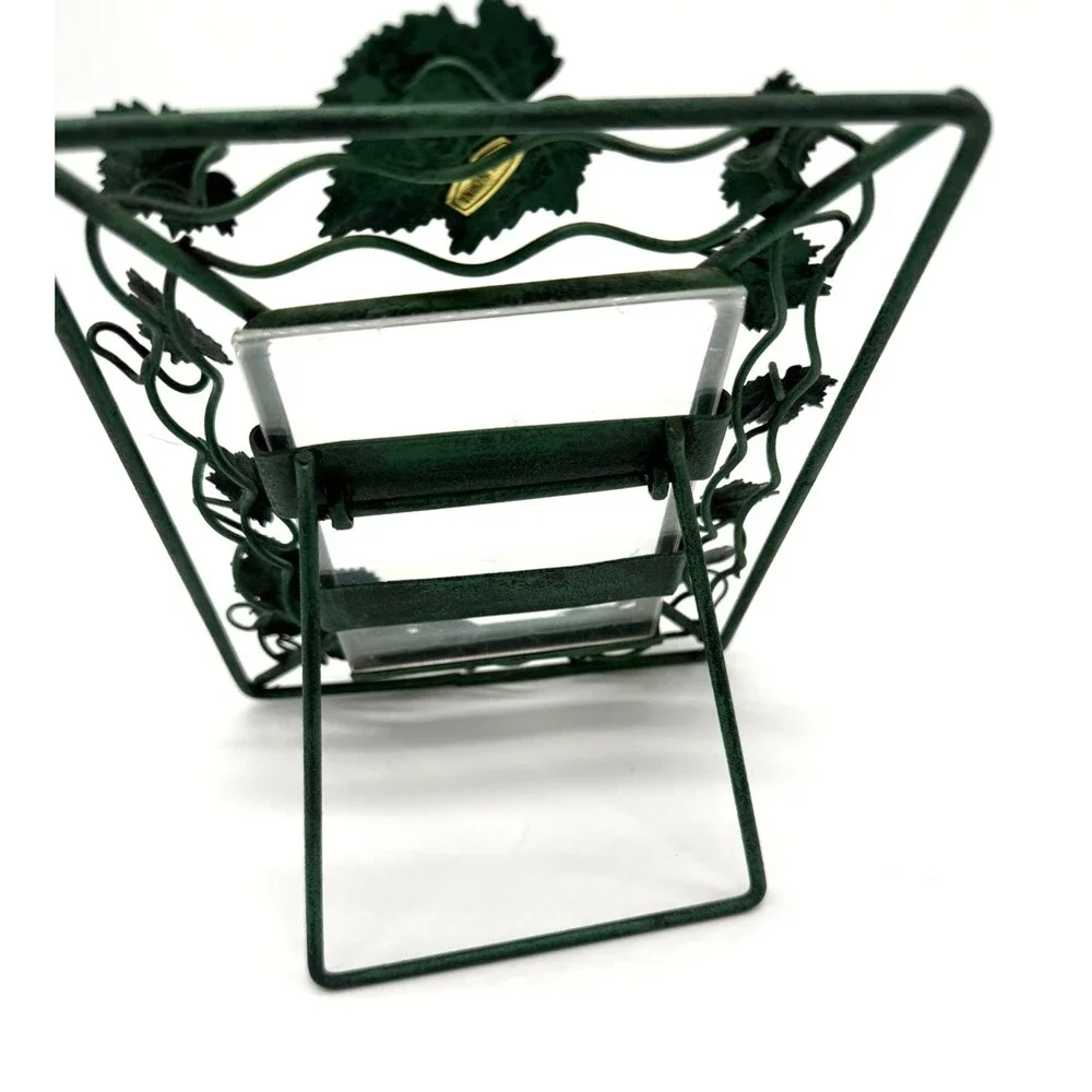 Vintage Wrought Iron Ivy Vine Leaf Picture Frame Green Metal Tabletop 4x6